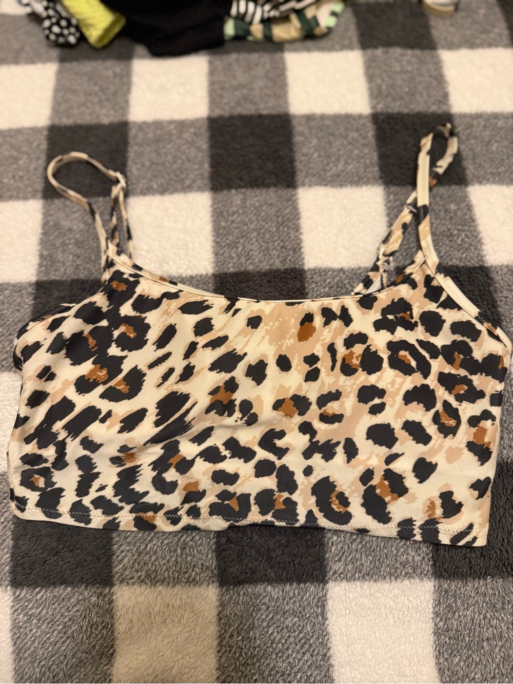 aerie Leopard Print Bikini Top - Beige/Black/Brown